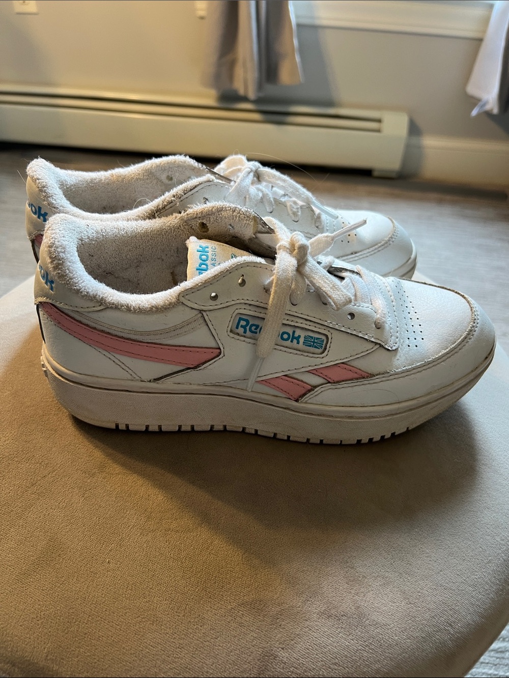 Reebok Kids White Sneakers with Pink Accents